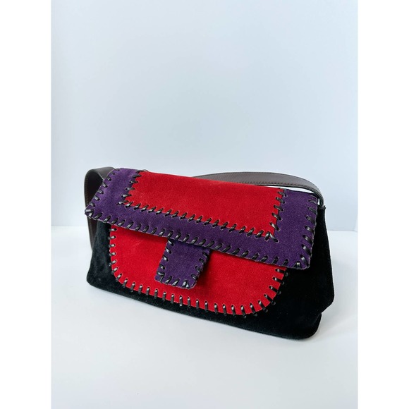 Preston‎ and York Red Purple + Black suede bag - Picture 2 of 5